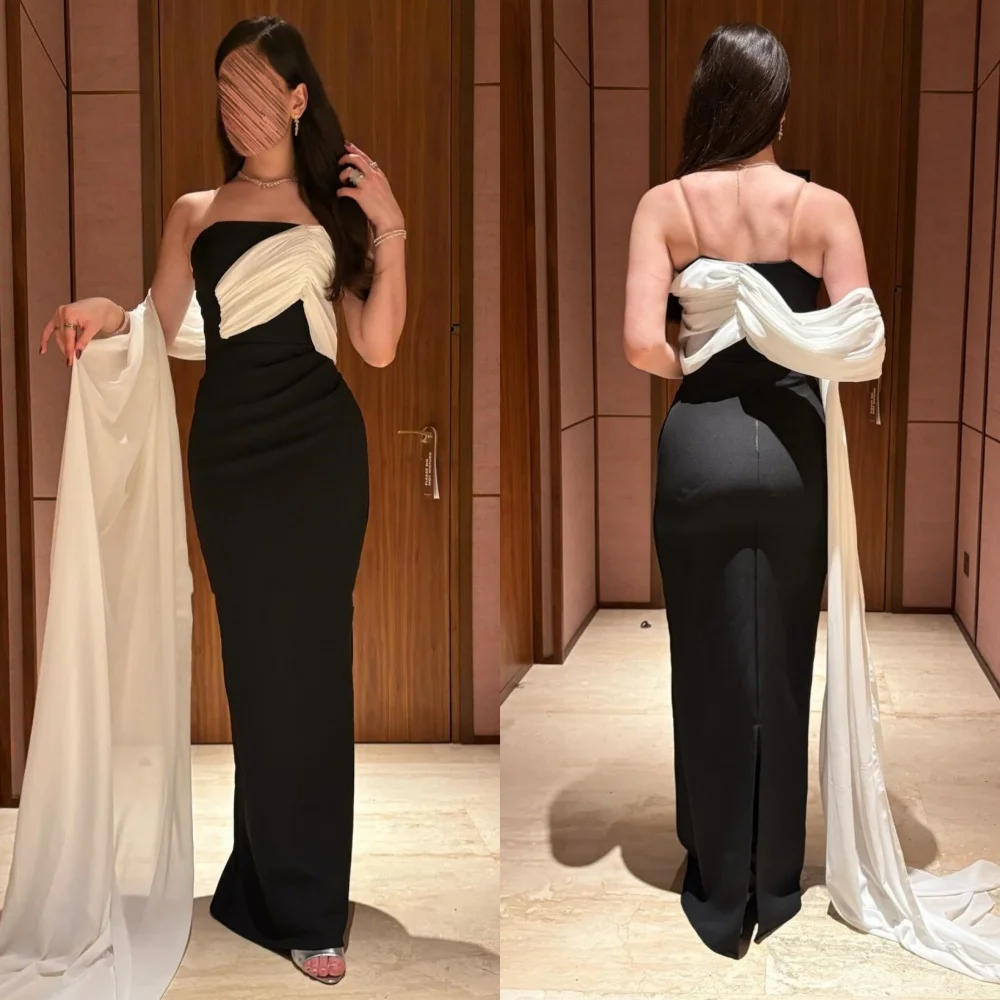 

Высококачественные джерси со складками по индивидуальному заказу, прямые длинные платья без бретелек, простые элегантные знаменитости на заказ