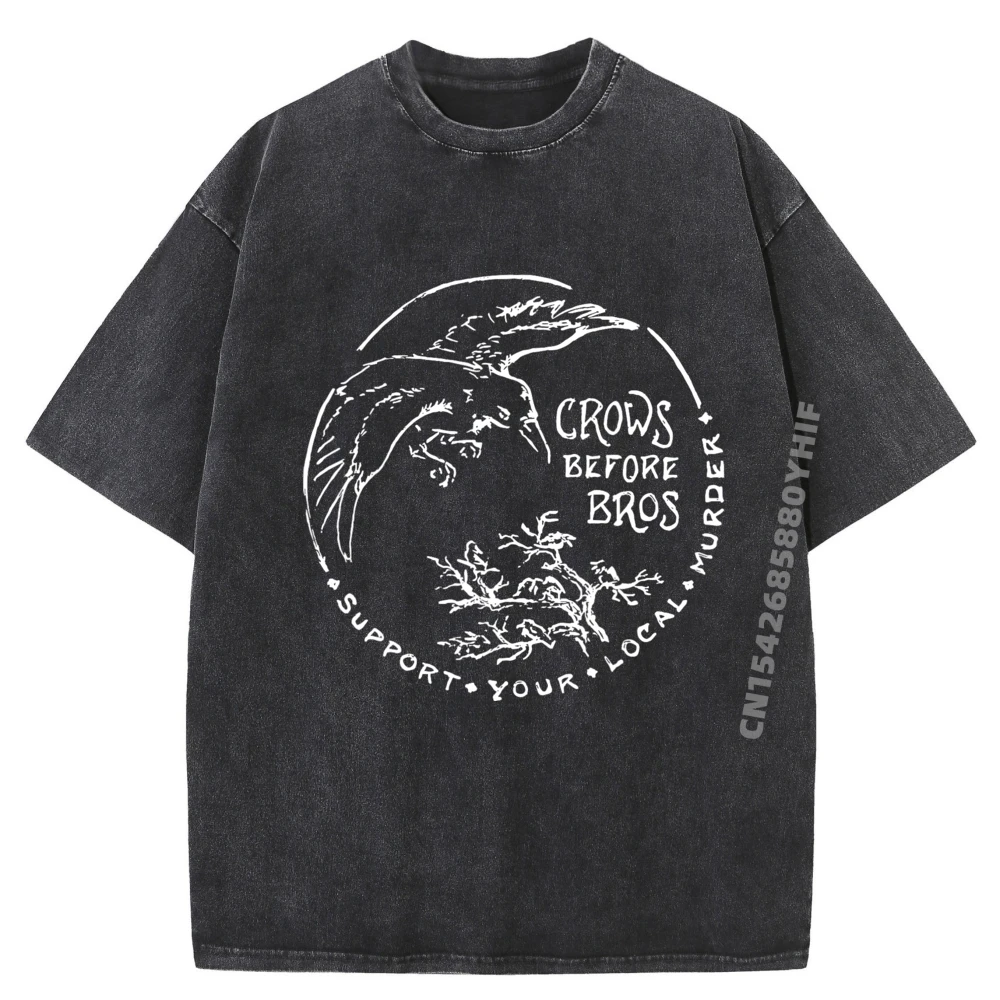 

Поддержите местное убийство, вороны перед ярмарсом, забавные футболки с рисунком, мужская одежда, винтажные потертые футболки Hombre