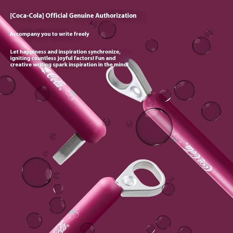 KACO Coca-Cola Limited Edition Gel Ink Pen Creative Cherry Pull Tab Writing Stationery 0.5mm Decompression Fun Learning Supplies