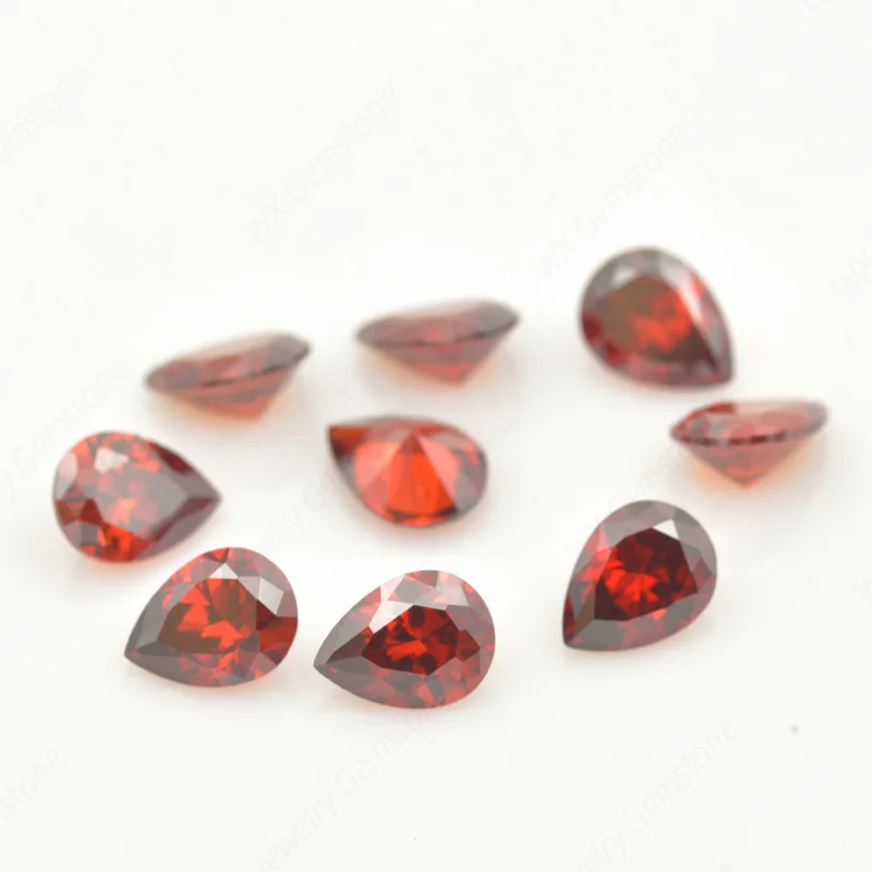 

2x3~18x25mm Pear Shape Cut 5A Garnet CZ Stone Synthetic Gems Cubic Zirconia For Jewelry Wholesale For Jewelry Gems