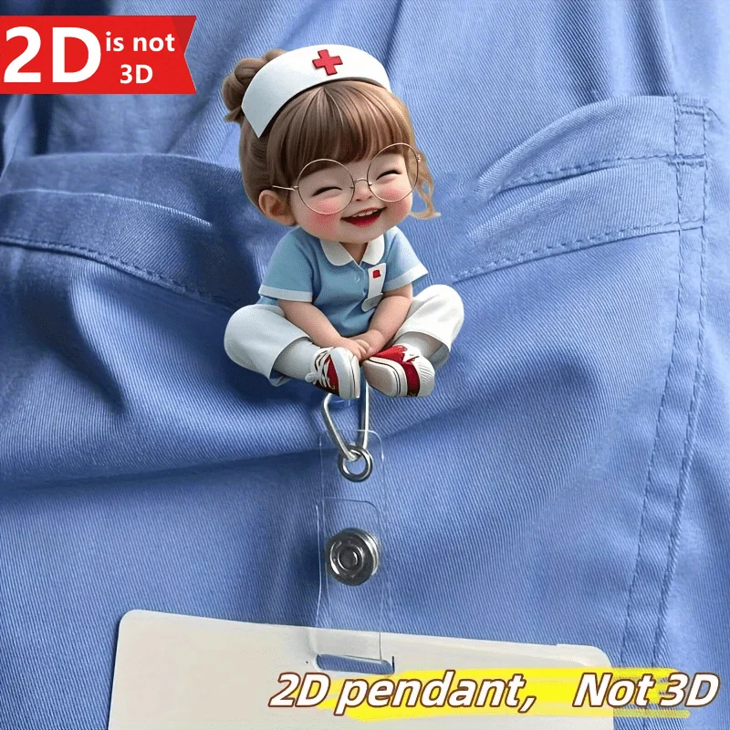 

2D Acrylic Nurse Badge Holder. Retractable ID clip for medical students & practitioners.