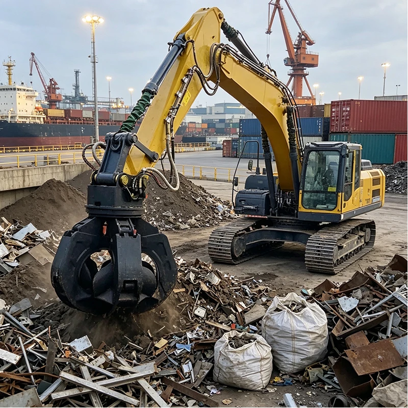 Excavator Orange Peel Grapple Hydraulic Rotating Grab Attachment for Scrap Recycling Waste Sorting and Heavy Material Loading