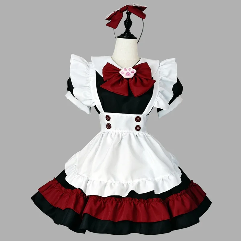 Tablier de Déguisement avec Couvre-Chef pour Femme Adulte, Tenue Cosplay Lolita, Noir, Rouge, Rose, 4XL, 5XL, Gelgirl, Halloween, 303