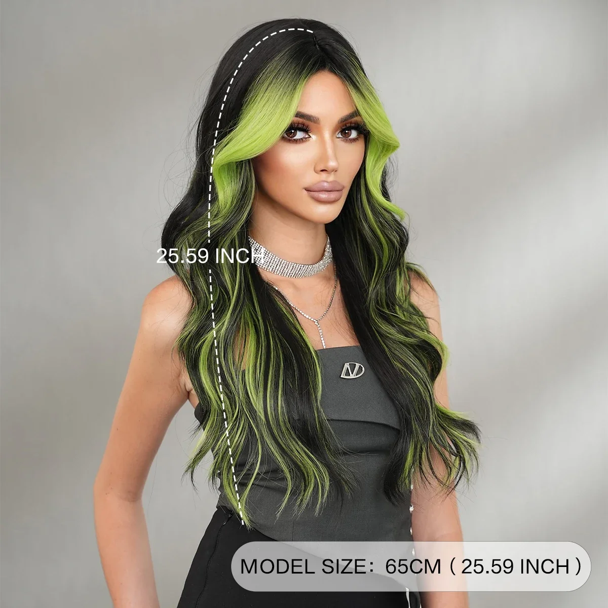 NAMM Layered Wig Synthetic light Green Wig for Women Cosplay Highlight Dyeing Green Wavy Wigs with Fluffy Bangs Resistant Fiber