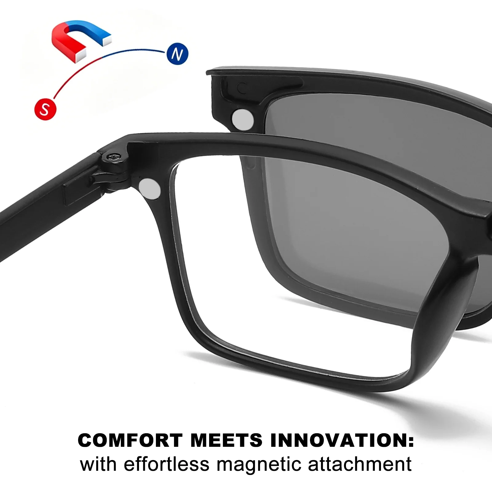 Aufsteckbare Magnetische Sonnenbrille mit Blaulichtfilter-Rahmen 2-in-1 Polarisierte Brille für Autofahren & Outdoor-Aktivitäten – Detail 5