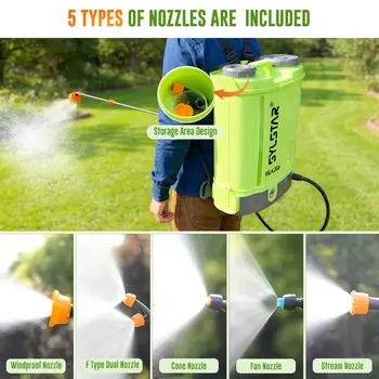 4加侖電池驅動背負式噴霧器 16公升農業噴霧 100 PSI 5個噴嘴 電動花園噴霧器 6 best sales 灑水器 - №2