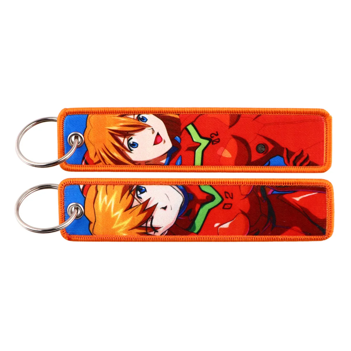 Anime EVA Embroidery Key Fobs Cool Key Tags Keychains for Women Men Car Keyring Cosplay Accessories Toys Gift