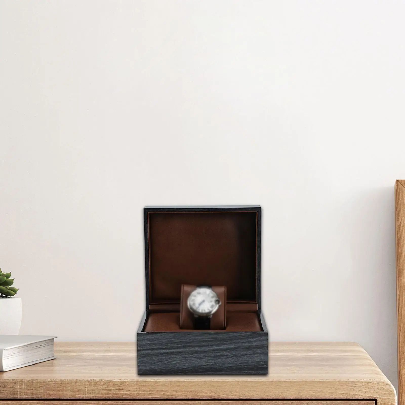 Compact Watch Organizer Box for Men Women Single Slot Display Case PU Leather Watch Holder for Home Decor