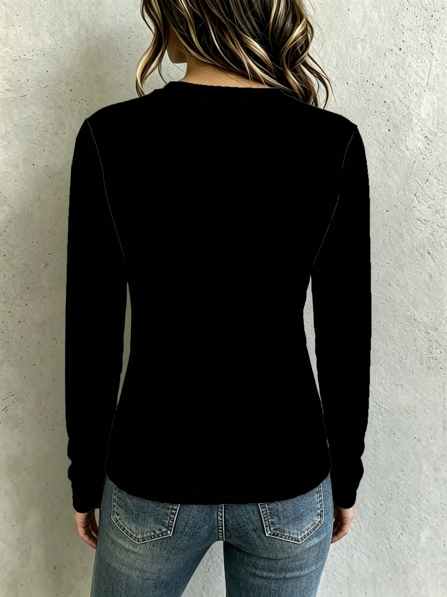 Women Long Sleeve Top 3D Print Christmas Mummy Cartoon Snowflake Round Neck Autumn Holiday Casual Tops Women's Clothes