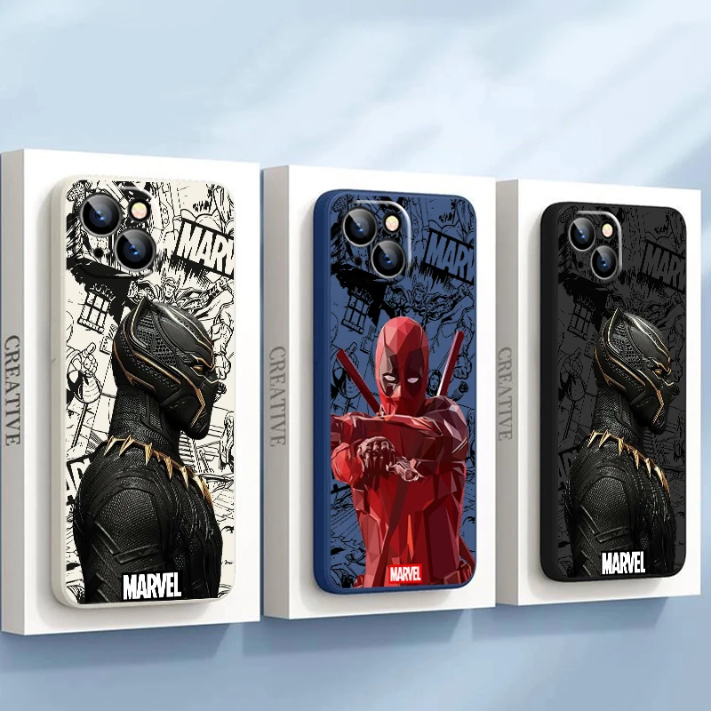 Marvel Deadpool Black Panther Phone Case For iPhone 15 14 13 12 11 Pro Max 15 14 Plus 12 13 Mini X XR XS Max Funda Carcasa