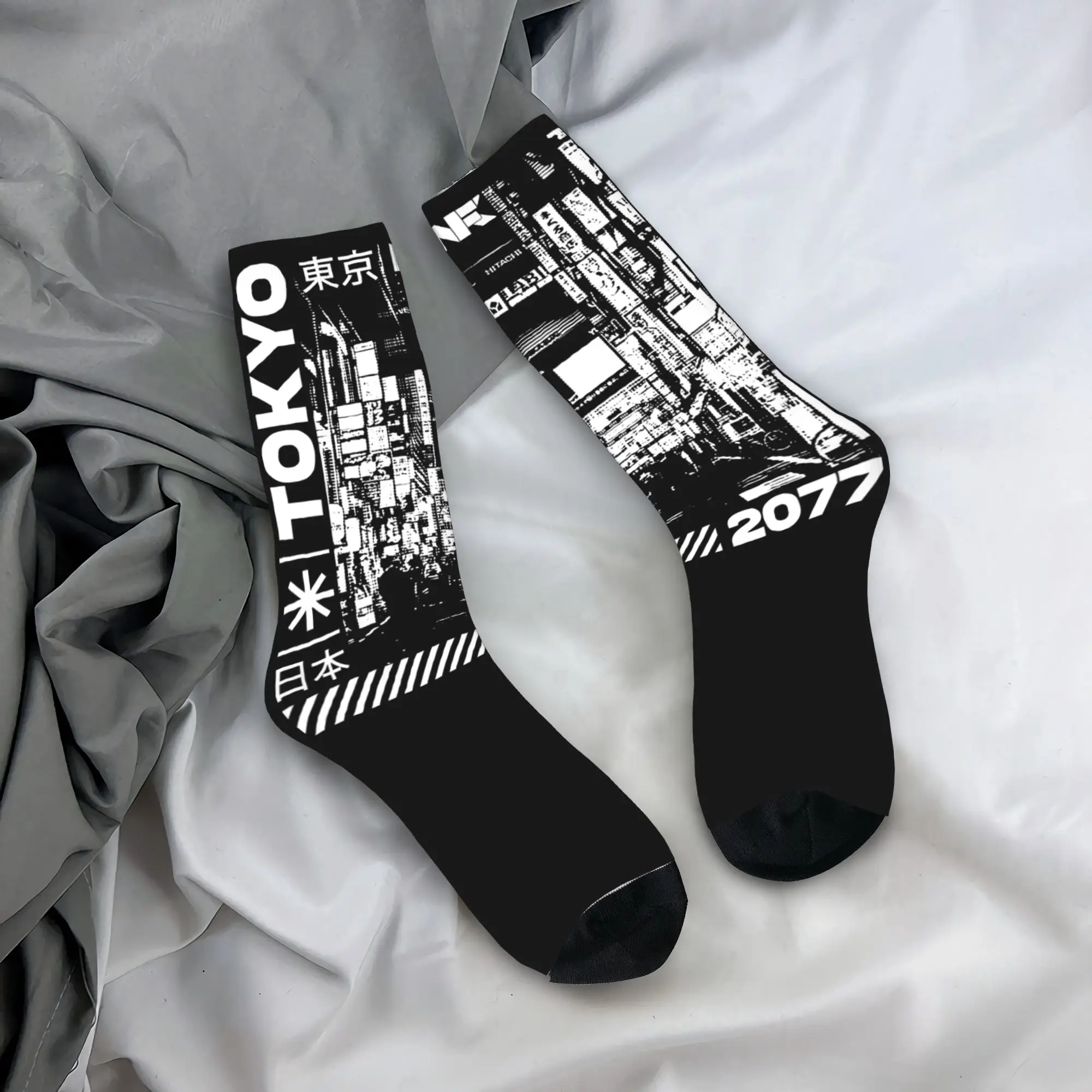 

Custom Funny Men's Japanese Tokyo Techwear Dress Socks Unisex Warm Breathbale 3D Print Future Tech Street Wear Style Crew Socks