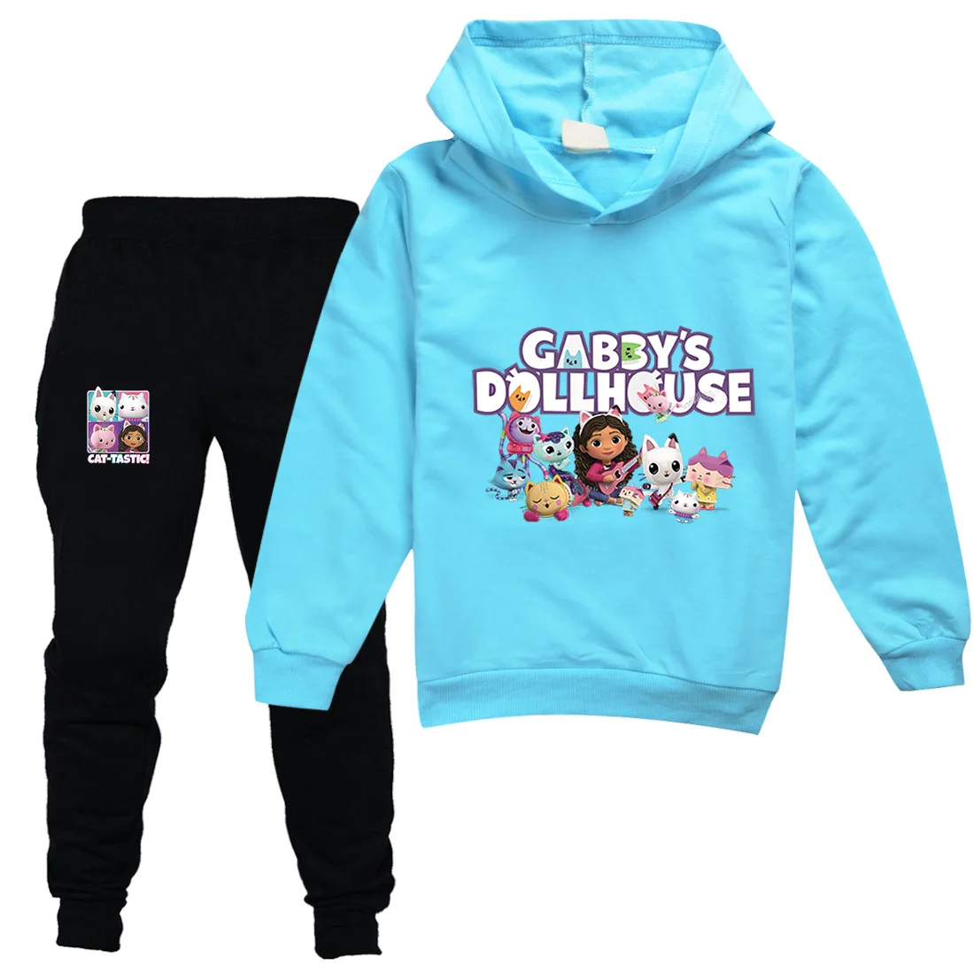 New Gabby Doolhouse Clothes Kids Long Sleeve Hoodies+Jogger Pants 2pcs Set Toddler Girls Gabbys Chat Clothes Baby Boys Tracksuit