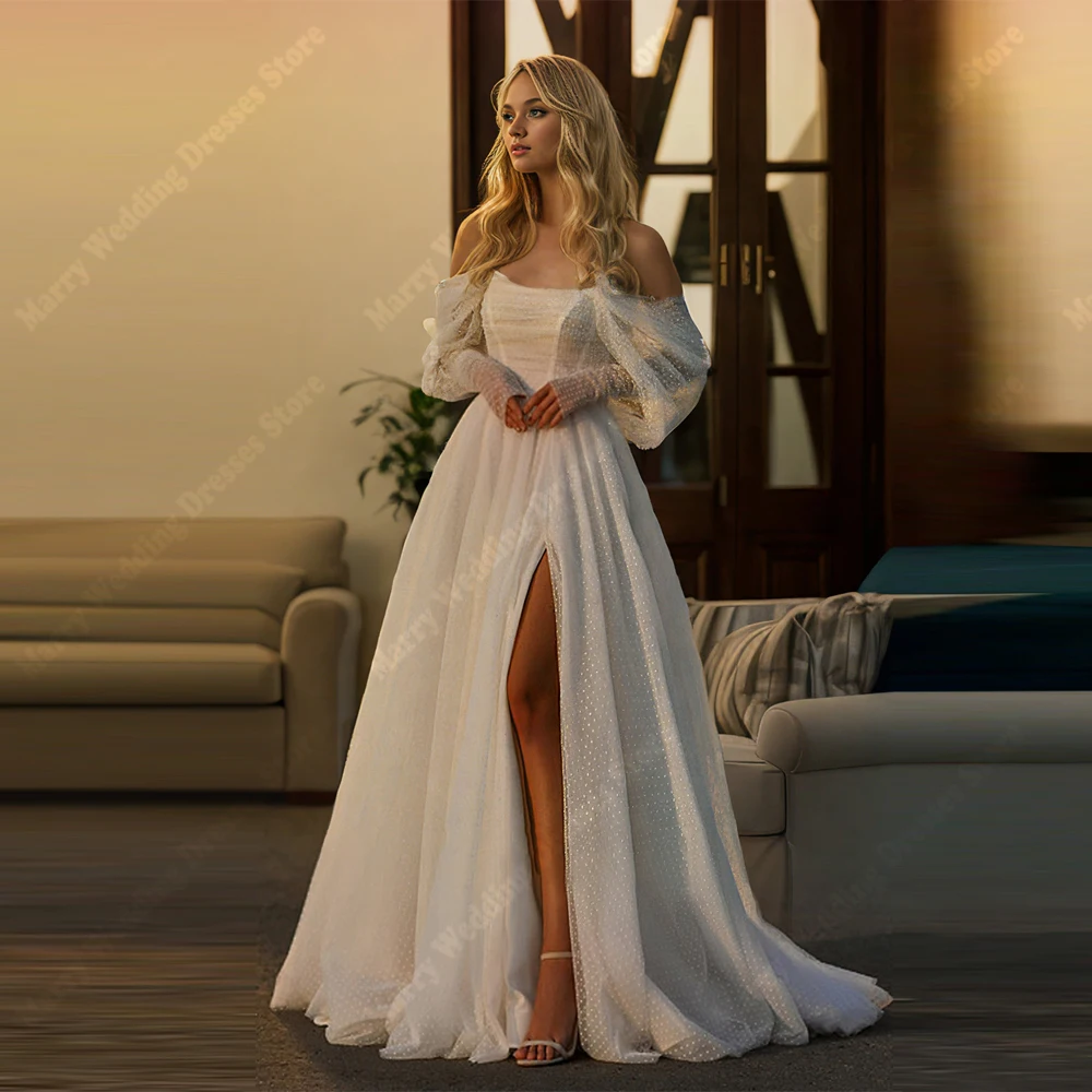 

Off The Shoulder A-Line Women Wedding Dresses Elegant Lace Appliques Bridal Gowns Princess Banquet Vestidos De Novias Customized