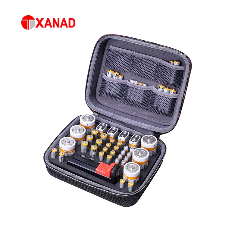 

XANAD EVA Fireproof Battery Organizer Storage Box for AA AAA AAAA 9V&1.5V Batter Storage Bag Support Battery Tester BT-168