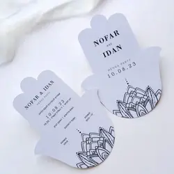 Custom Hamsa Hand Greeting Card Personalized Wedding Invitation Save The Date Henna Day Party Decoration Birthday Logo Text Prin
