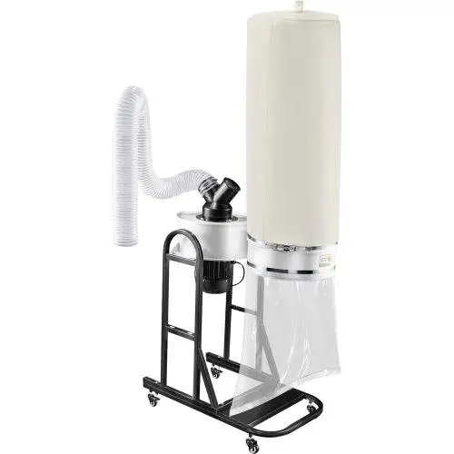 1.5 Portable Vortex Dust Collector, 647 CFM Woodworking System with 13.2-Gallon Bag & Mobile Base, 220V, 25-Micron Canister