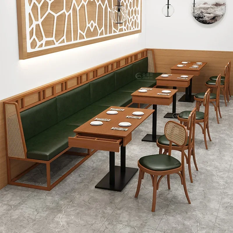 New Commercial Furniture Restaurant Hotel Use Wooden Booth Sofa Seating Sets Fast Food Restaurant Dining Table And Chairs Sets