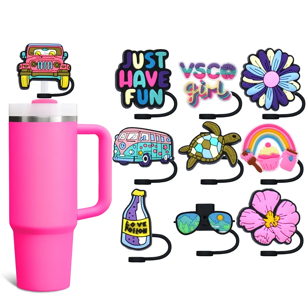 

Macaron cartoon Series Straw Cover Cap 8&10MM Drinking Cup Accessories Splash Proof Drink Fit Cup Straw Cap Charms Pendant Gift