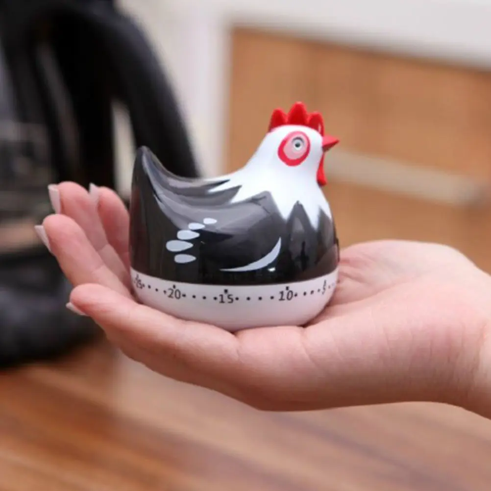 Kitchen Timer Hen Shape Mechanical Baking Cooking Egg Pancake Cookie Cake Timer Home Decoration Functional Reminder Black