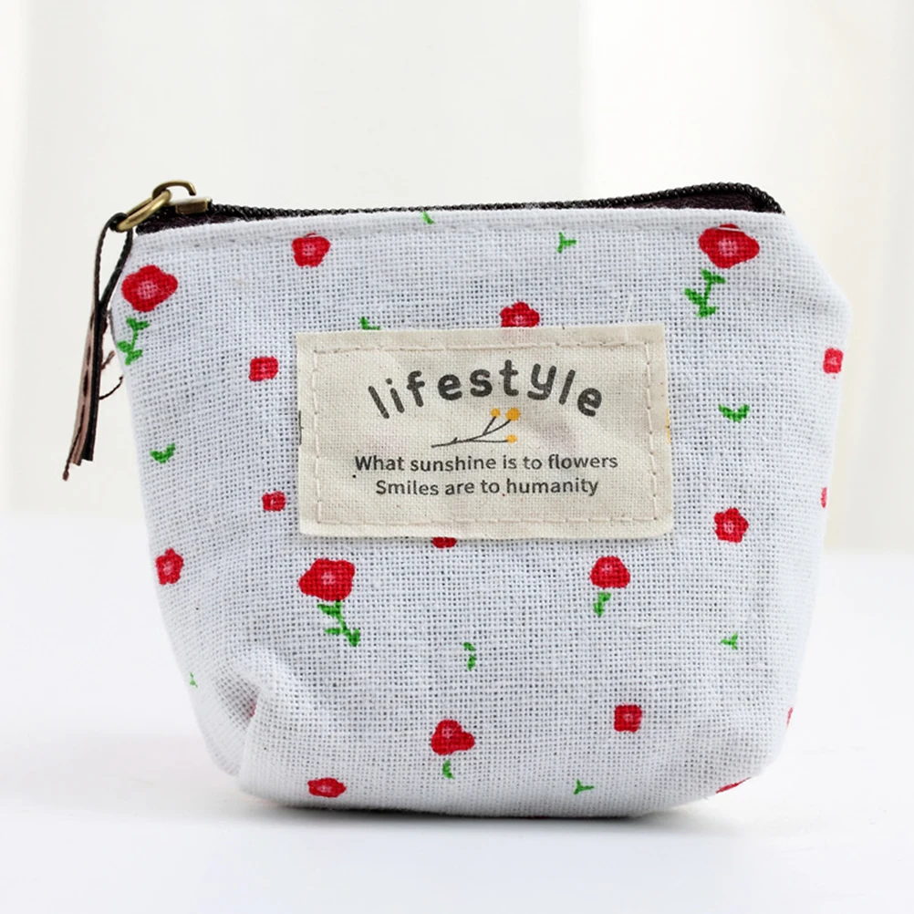 

4 Pcs Canvas Coin Purse Lightweight Portable Small Wallets for Women Cute Change Pouches Zipper Bags Storage Key Holders