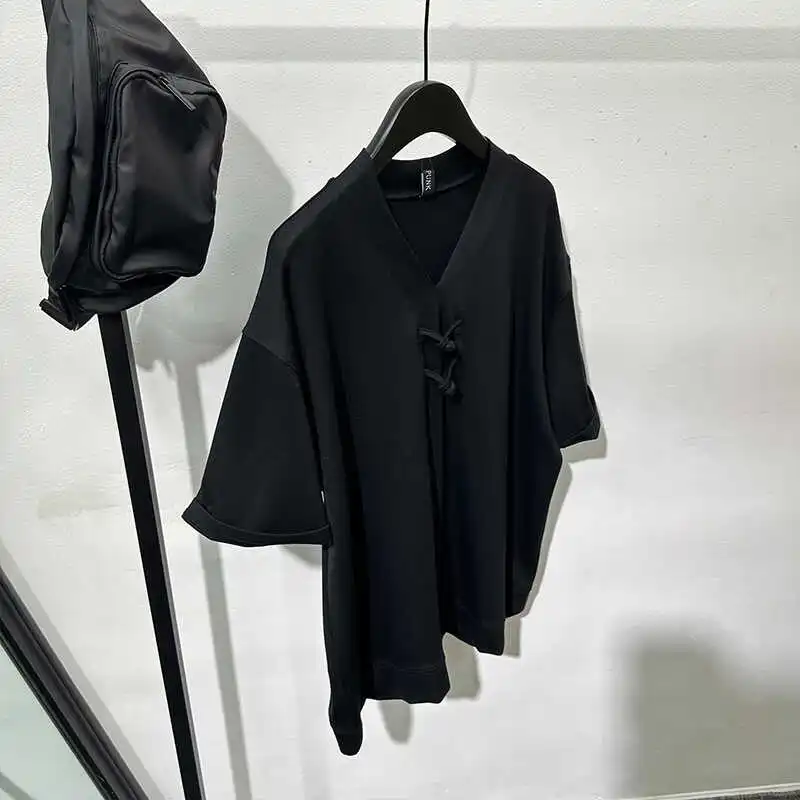 Summer Cool Stitching Collar Loose Short Sleeve Shirt Non-Ironing Fashionable Chinese Top for Men and Women