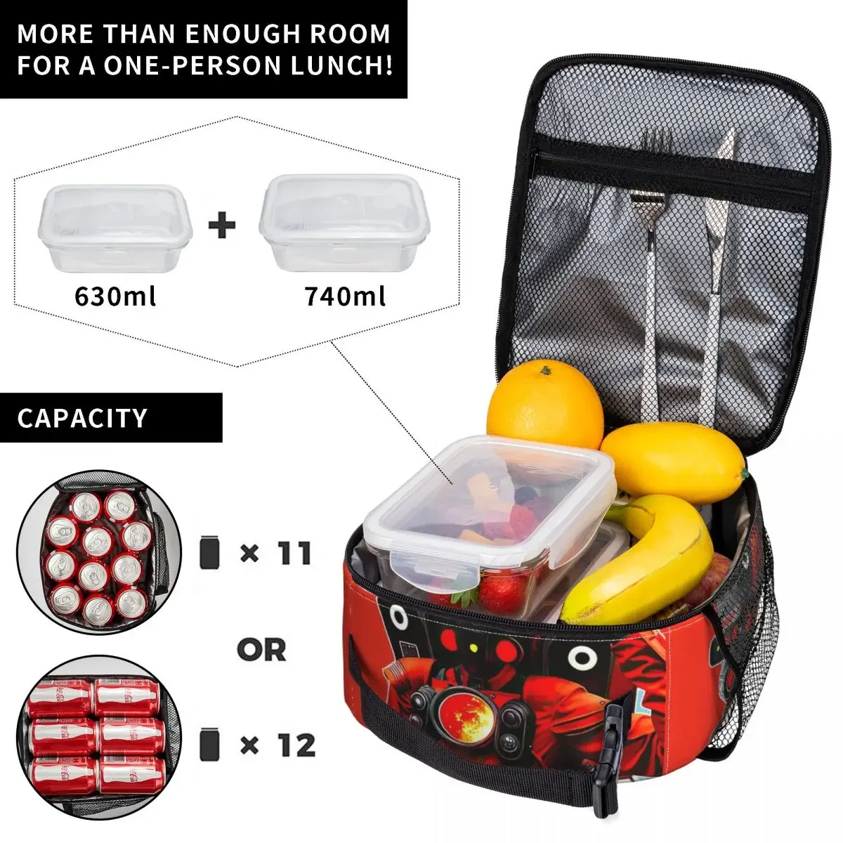 Titan Speakerman Skibidi Toilet Game Insulated Lunch Bag High Capacity Reusable Thermal Bag Tote Lunch Box Food Storage Bags