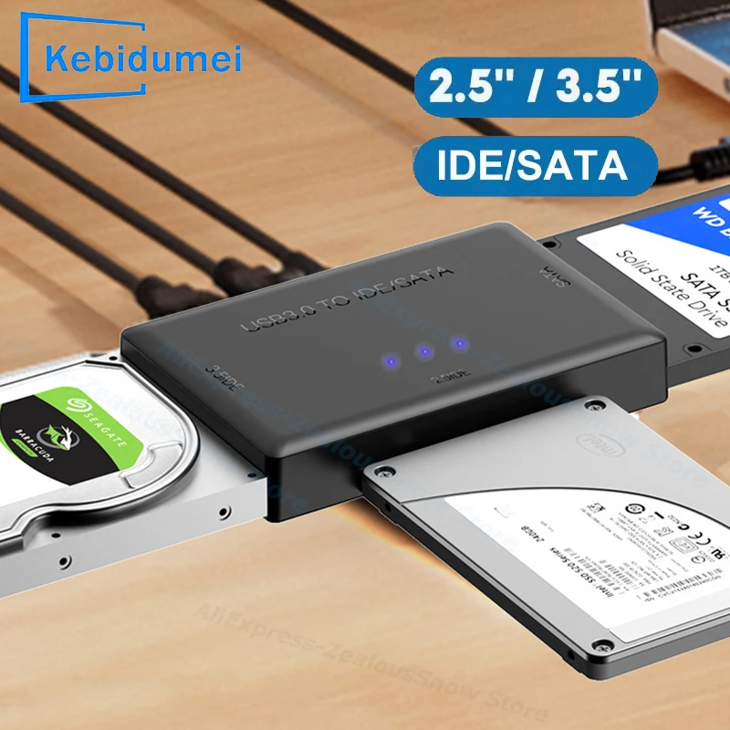 

Кабель-переходник USB 3.0 в SATA IDE для жесткого диска 3,5 2,5-дюймовый HDD/SSD CD DVD ROM CD-RW Кабель-адаптер IDE SATA 3 в 1
