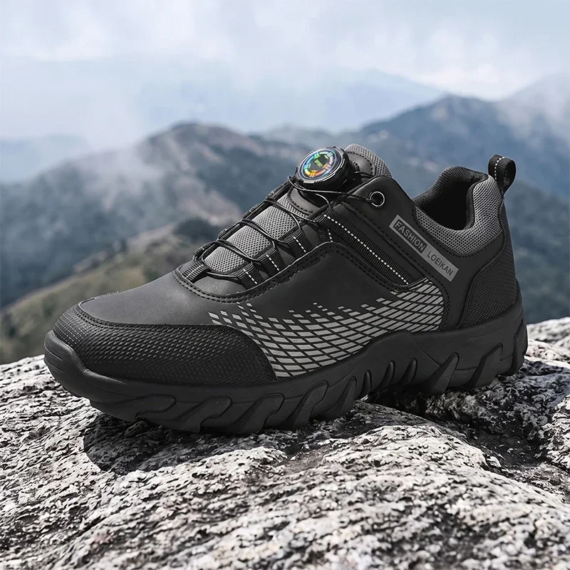 Herren-Wanderschuhe mit Drehverschluss, atmungsaktive Trekking-Sneaker aus Mesh-Material, rutschfeste Outdoor-Schuhe für Berg- und Wanderwege. – Detail 4