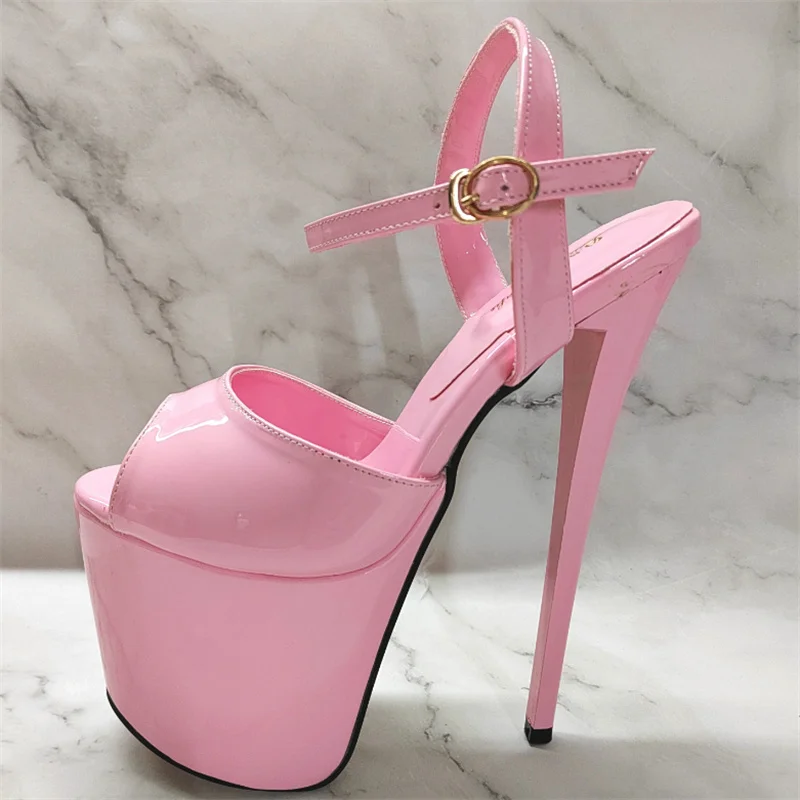 SDTRFT Customized 22cm Thin High Heels Platform Sandals Ankle Strap Shoes Women Pumps SUMMER Peep Toe Catwalk Shows Stilettos