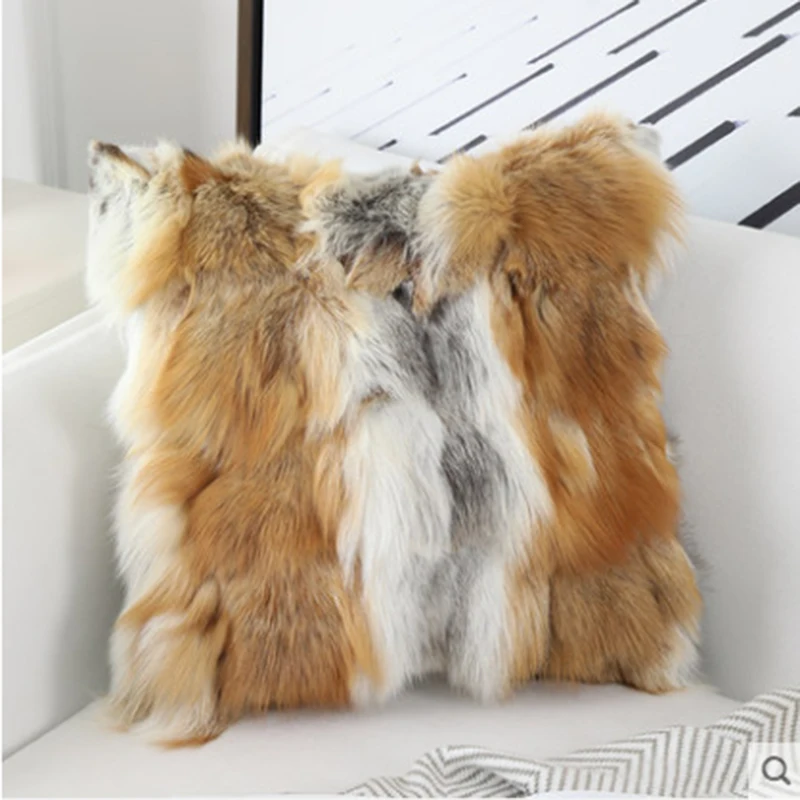 

FREE SHIPPING CX-D-37 Super Quality Real Fox Fur Fashion Pillow Cases Decorative Pillowcases