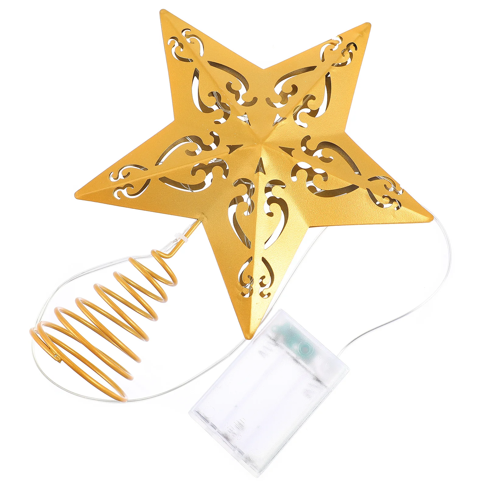 

1Pcs Golden Star Christmas Tree Topper Iron Material Glitter Powder Coated Xmas Tree Decor Spring Bracket Easy Install