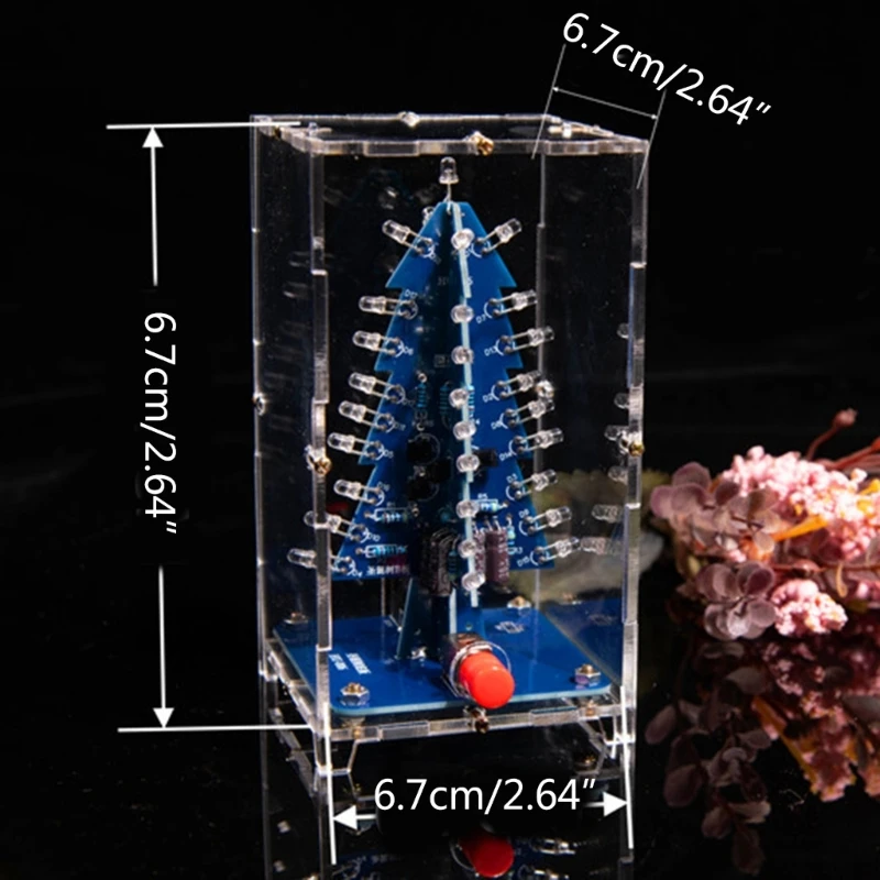 DIY 3D LED وامض مجموعة دائرة شجرة عيد الميلاد GlitterElectronic Learning Set