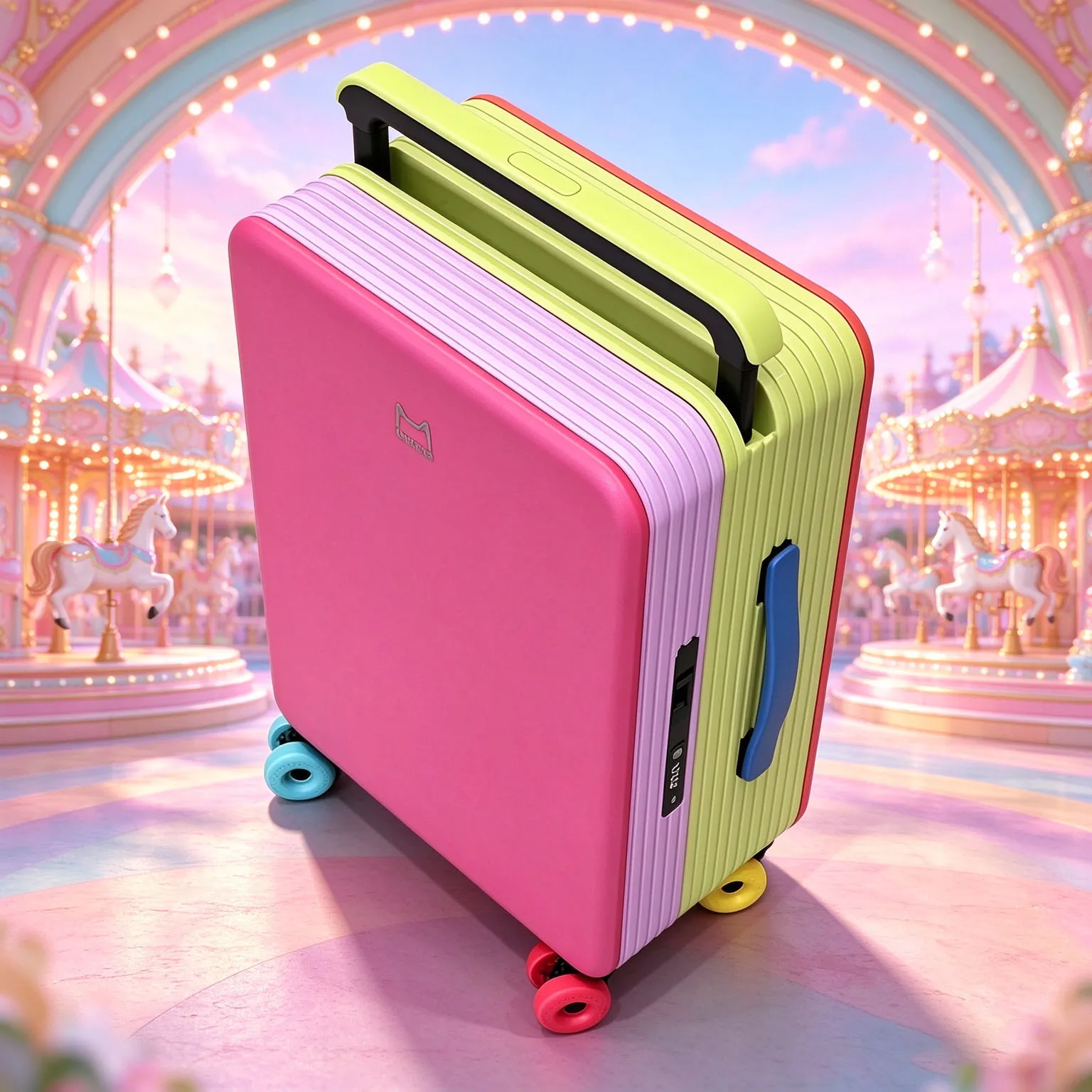 SUSHIMU Integrally Molded PC Hard Shell Luggage, Dopamine Color Series, Wide Handle with TSA Lock