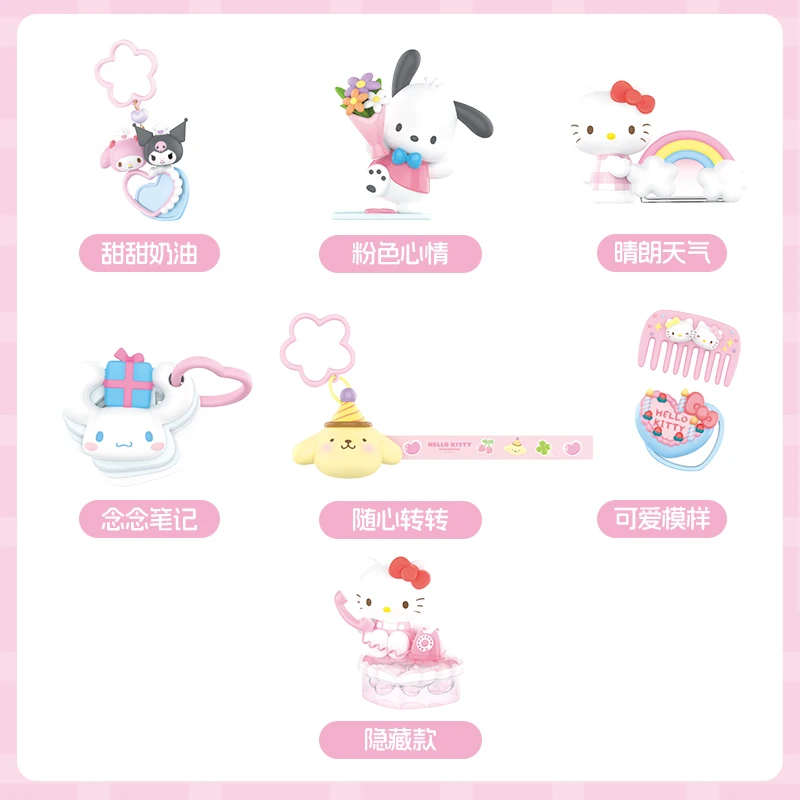 ミニソオーハローキティシリーズデスクトップデコレーションモデル、ccocoroll、Hapchacco、kromi、pom pom、purin、heart、50周年