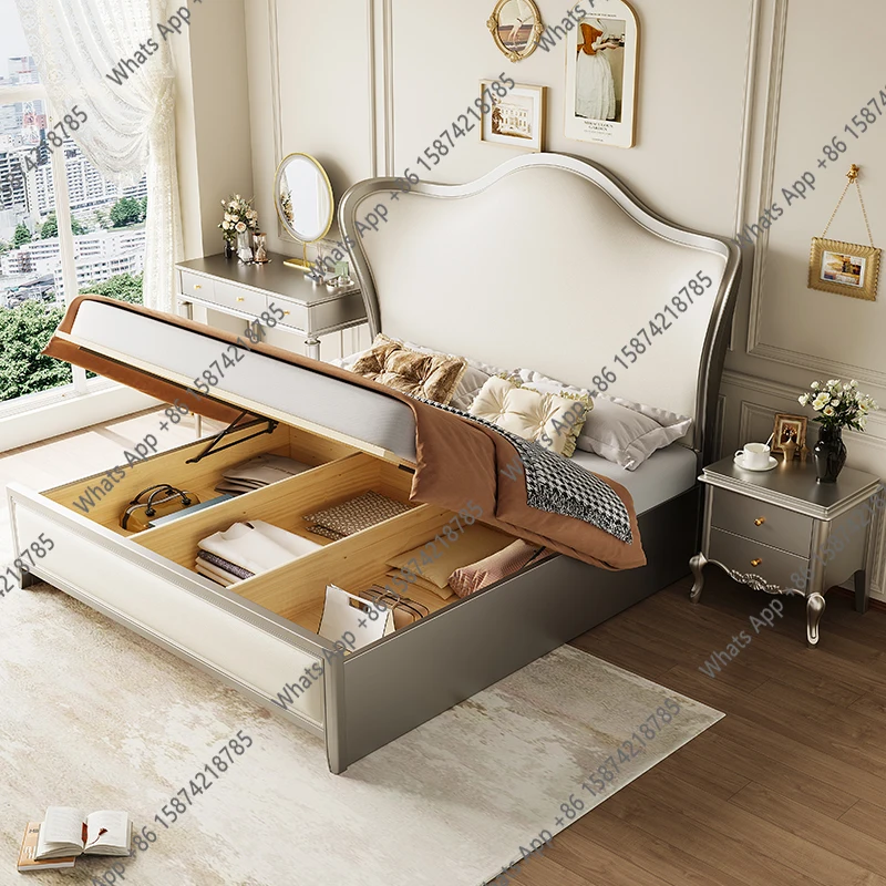 

Sm Backrest Sale Luxury Double Bed Modern Leather Wooden Adults Bedroom Double Bed Twin Queen Frame Cama Matrimonial Home Furnit