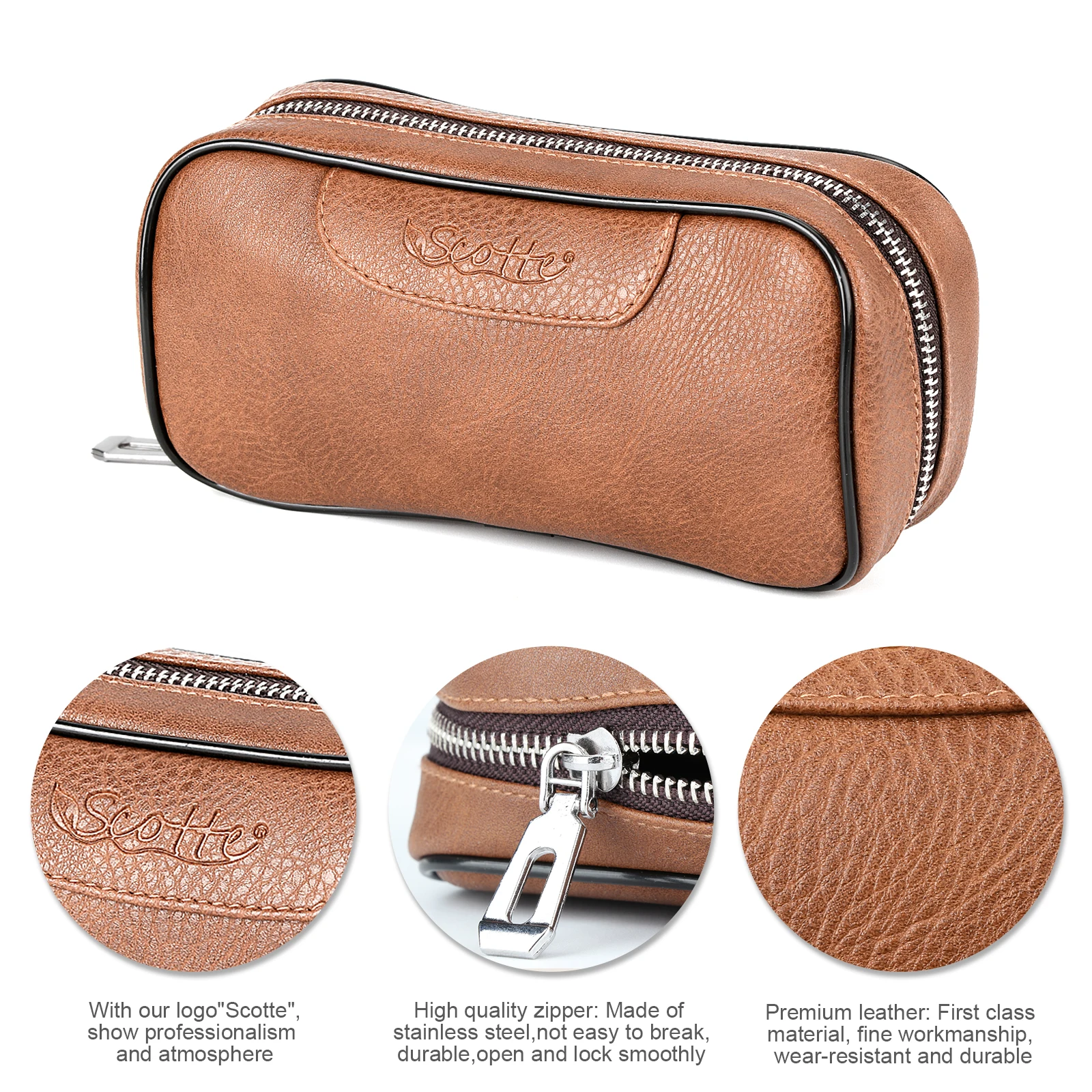 Scotte PU Leather Tobacco Smoking Pipe Bag for 2 pipes Portable Herb Tobacco Smoking Pipe Case Smoking Tools Accessories