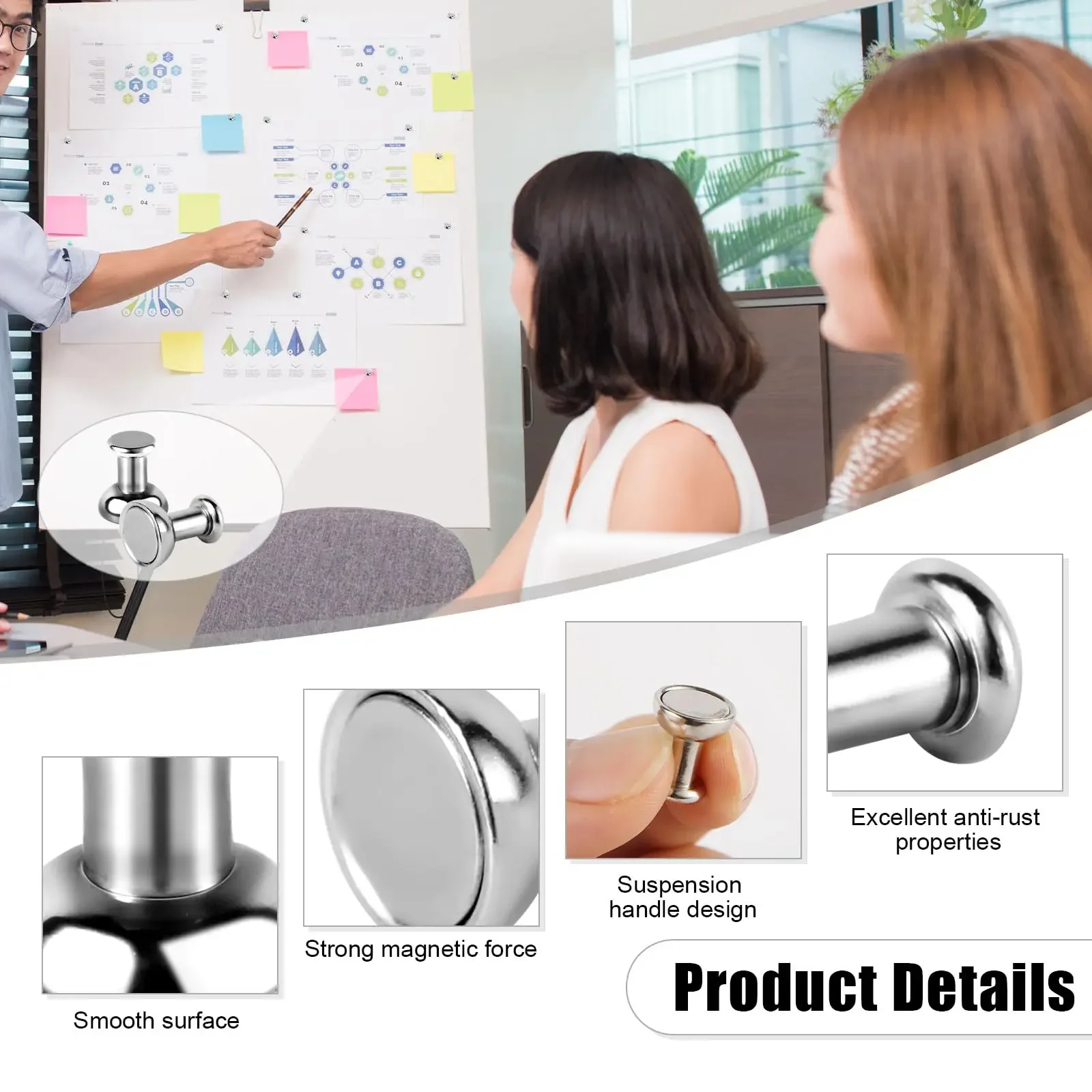 Super Strong Push pin 12x16mm  Office thumbtack Strong Neodymium Magnetic push pins for Metal Door,Fridge,Office, Classroom image 3