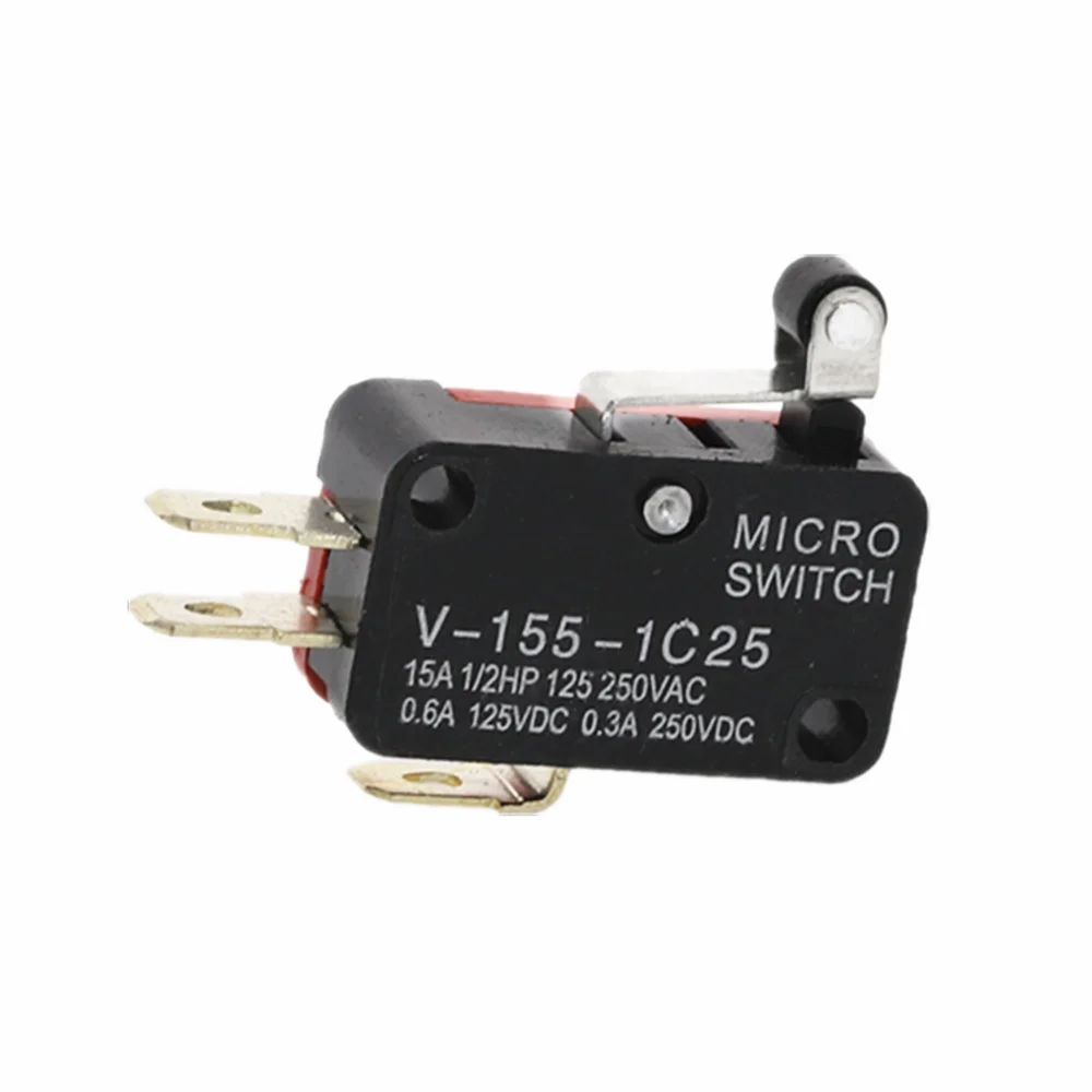 10PCS Touch Switch V-155-1C25 Micro Limit Switch สั้นบานพับ Roller Lever Arm SPDT Snap Action