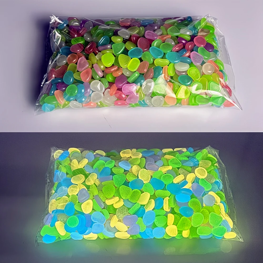 300PCS Luminous Pebble Set,0.9-1.5cm Resin Glow Stones,for Garden,Potted Plant,Aquarium,Vase & Ecological Tank Decoration view 6