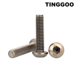 5Pcs M2 M2.5 M3 M4 M5 M6 TA2 Pure Titanium Gr2 Hexagon Hex Socket Button Round Head Allen Bolt Machine Screw ISO7380