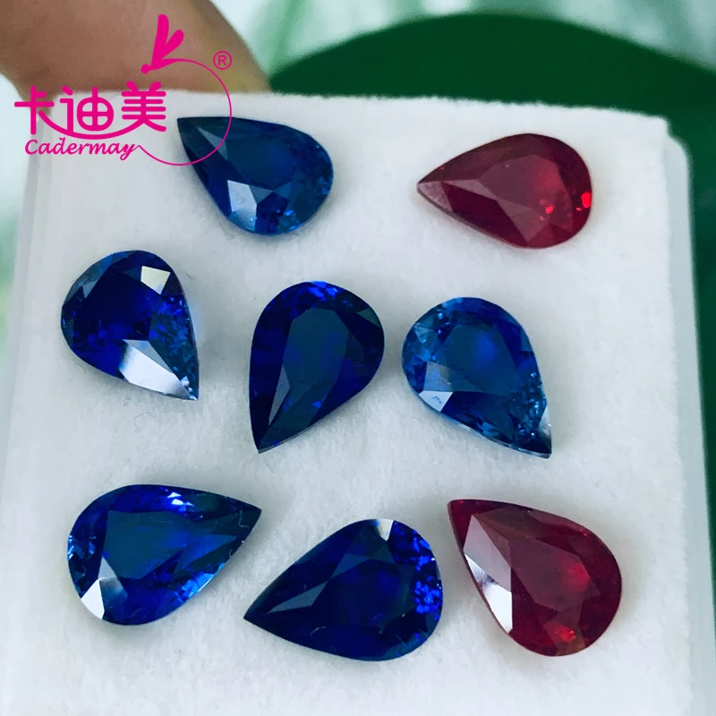 Pear Pigeon Blood Red Lab Grown Ruby Cornflower Sapphire Loose Stones With Inclusions With AGL For Jewelry Making DIY