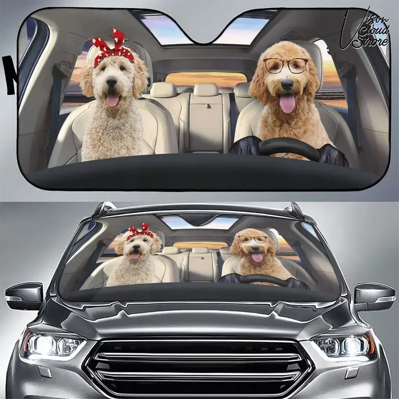 

Аксессуары для автомобиля Goldendoodle, персонализированный автомобильный солнцезащитный козырек, искусственный декор, автомобильный подарок для Него, подарок для отца, для фаната