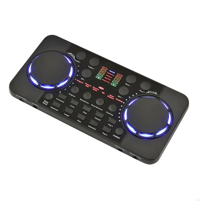 F3MA Portable Live Sound Card Mixer Streaming Sound Voice Changer Podcast DJ Mixer Board for Karaoke Recording