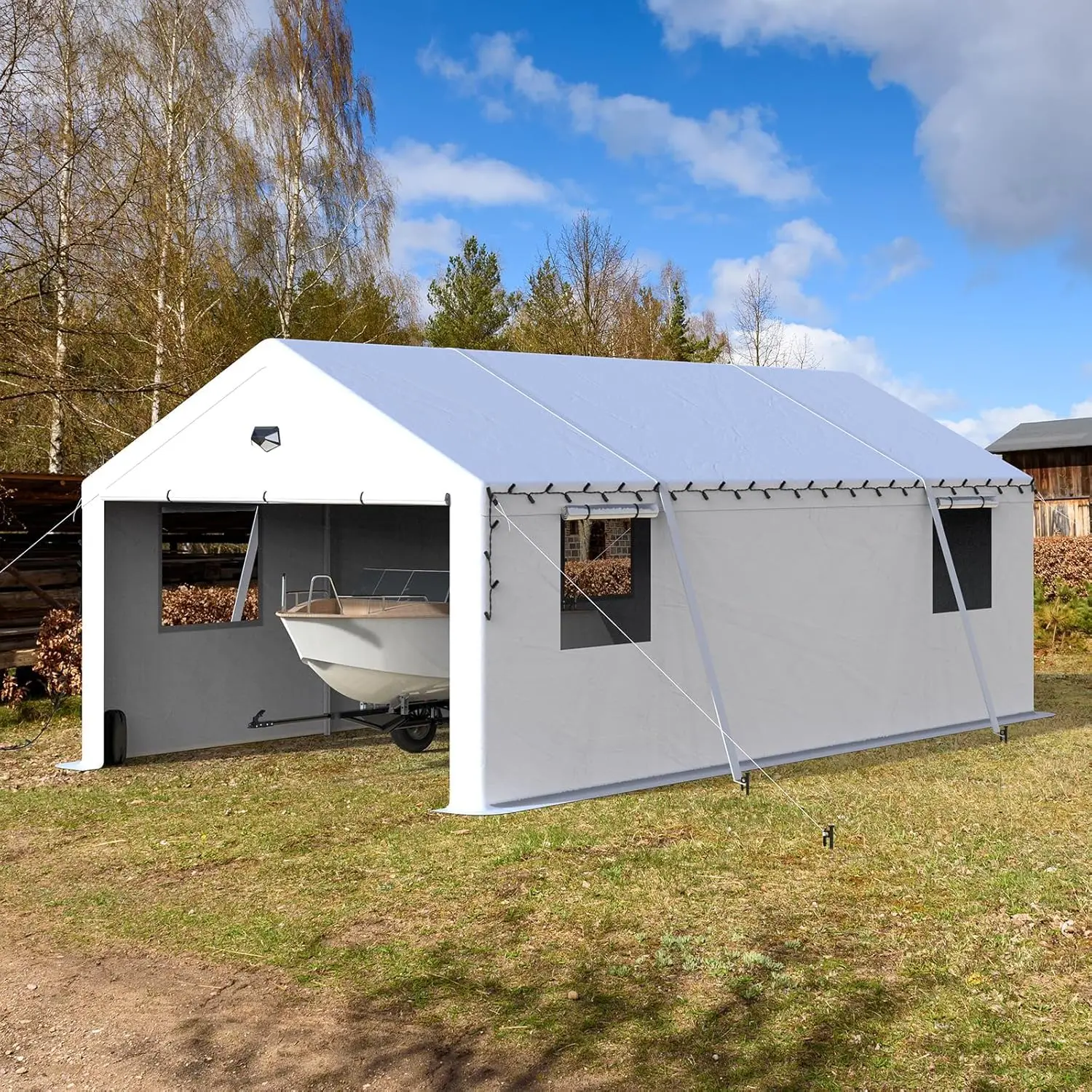 13x25 Heavy-Duty Carport Canopy with 2 Roll-Up Doors, 325SqFt, Customized