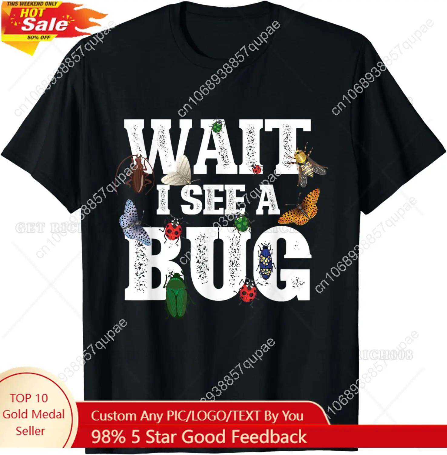 

Wait I See A Bug Entomology Insect Collector Entomologist T-Shirt for Men Women Boys Girls Who Love Insect Adventure Cotton