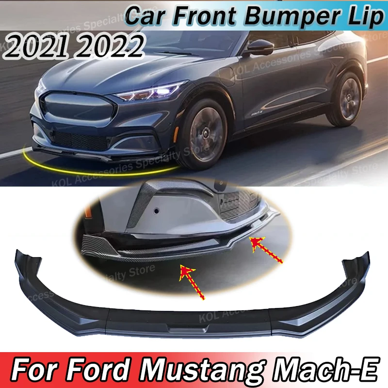 Car Front Bumper Lip For Ford Mustang Mach-E 2021 2022 Diffuser Splitter Chin Guard Protector Cover Body Kit Accessories Tuning