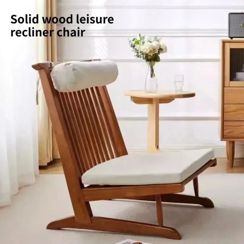 Solid Wood Living Room Reclining Chair Simple Casual Relax Comfortable Reclining Chair Ergonomic Chairs Modern Room Furniture