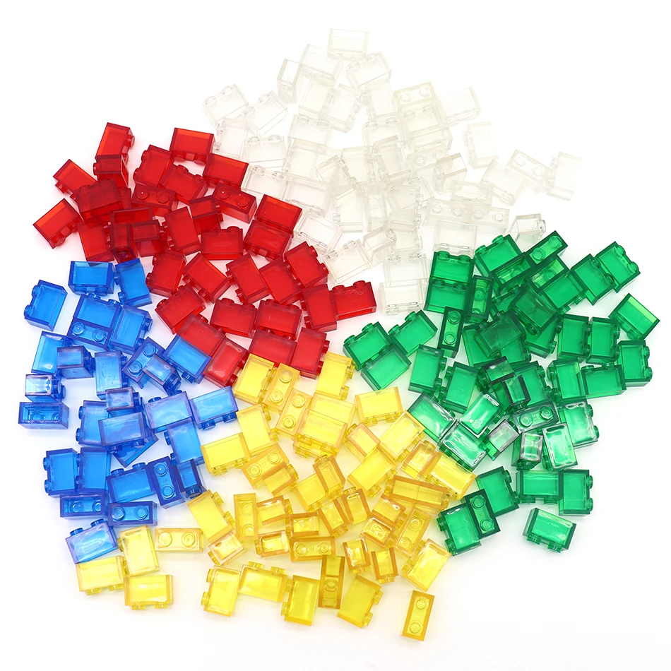 100PCS MOC Transparent 1x2 Dots Thick Building Blocks Classic DIY Bricks Accessories Parts Toys for Children