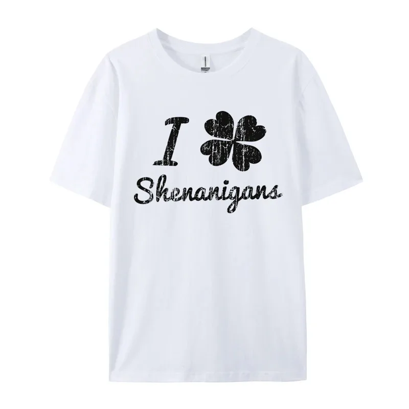 I Lover Shenanigans Black Plain Youthful Tees Cotton T Shirts for Men Gothic Simply Style Cool Men T-shifts New Tshirts