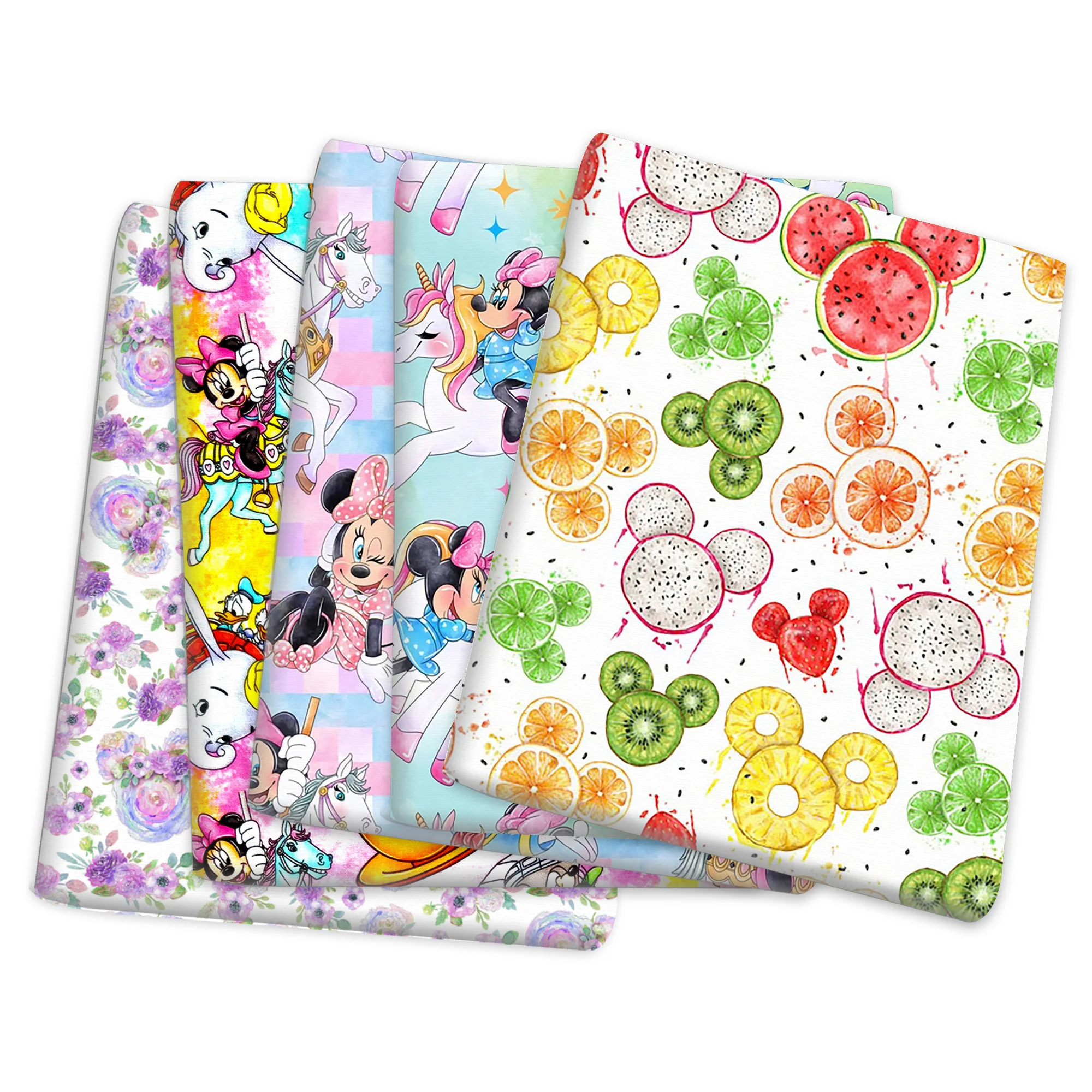 

50*145cm Disney Mickey Minnie Fruit Polyester Pure Cotton Material Patchwork Tissue Sewing Quilting Fabrics Needlework Bag